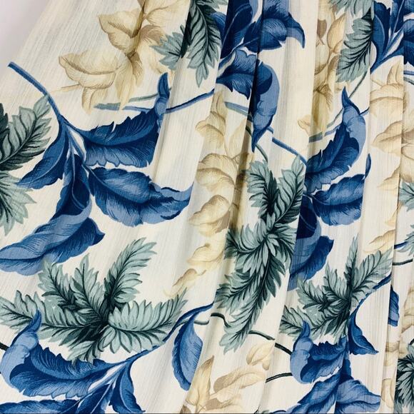 Crinkle Cotton Skirt Cream Yellow Blue Floral 12 - Picture 2 of 3